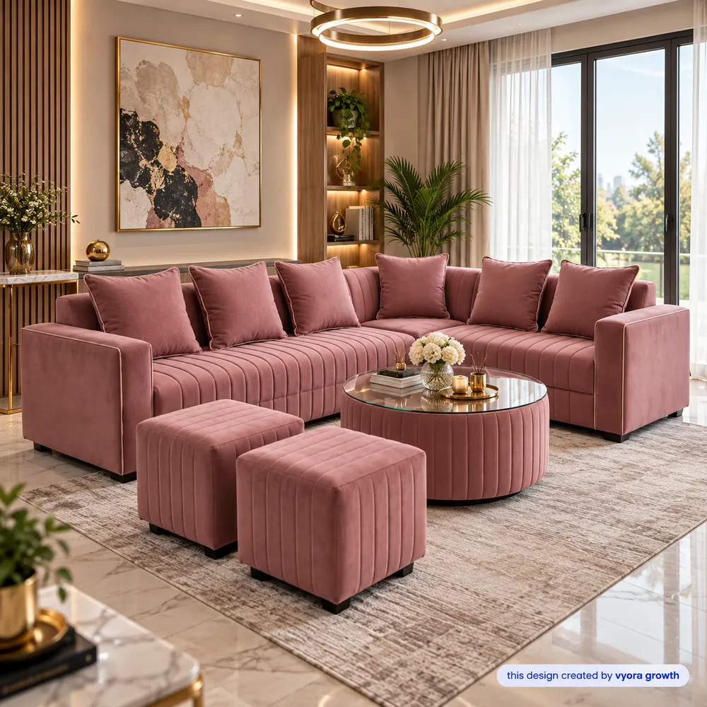 Dusty Rose Velvet Living Room