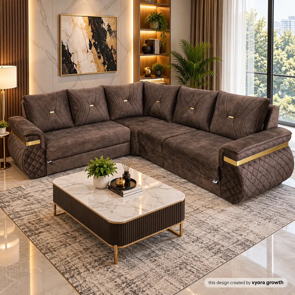 Elegant Charcoal Sectional Living Room