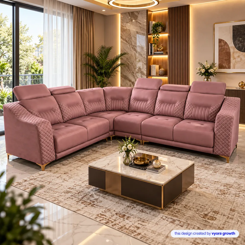 Elegant Mauve Sectional Living Room