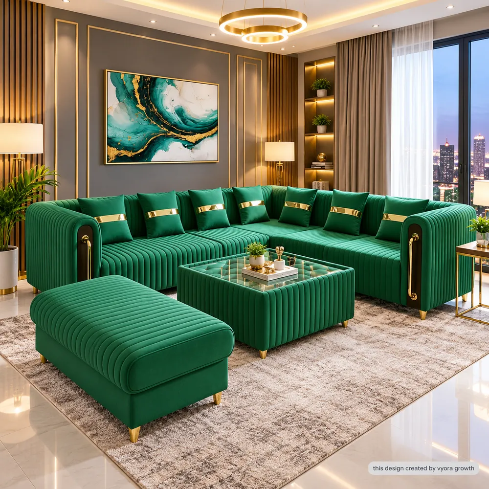 Emerald Green Luxury Living Room