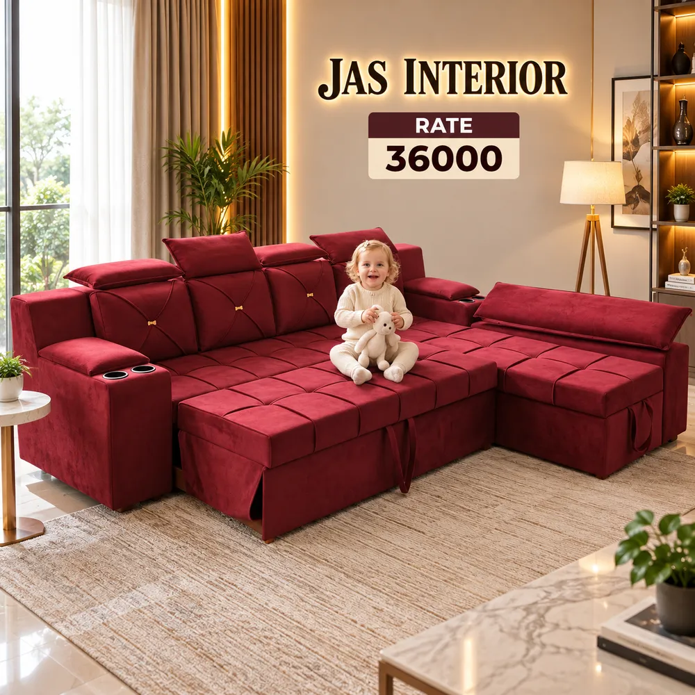 Cozy Maroon Sofa Bed Showroom
