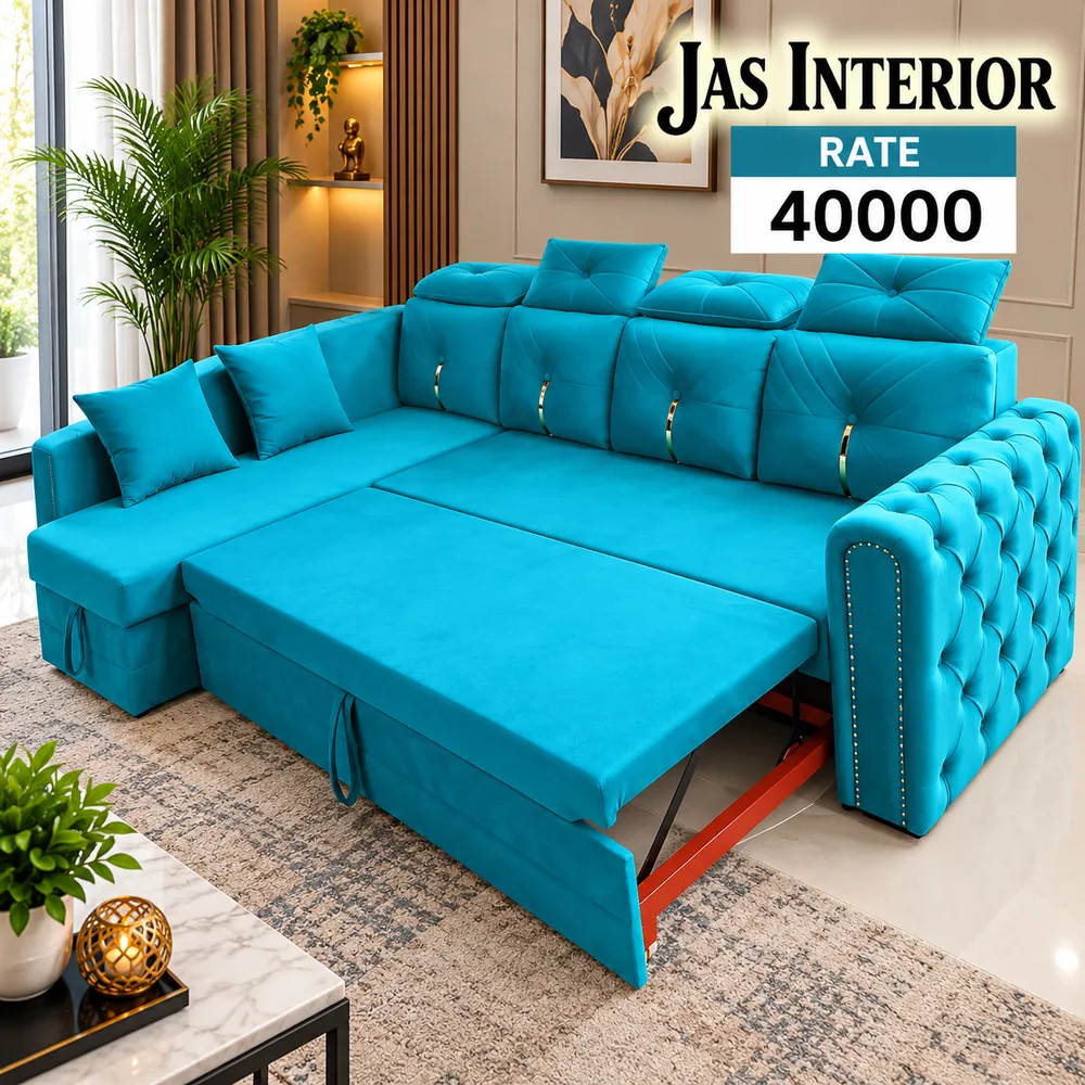 Luxurious Teal Convertible Sofa Bed