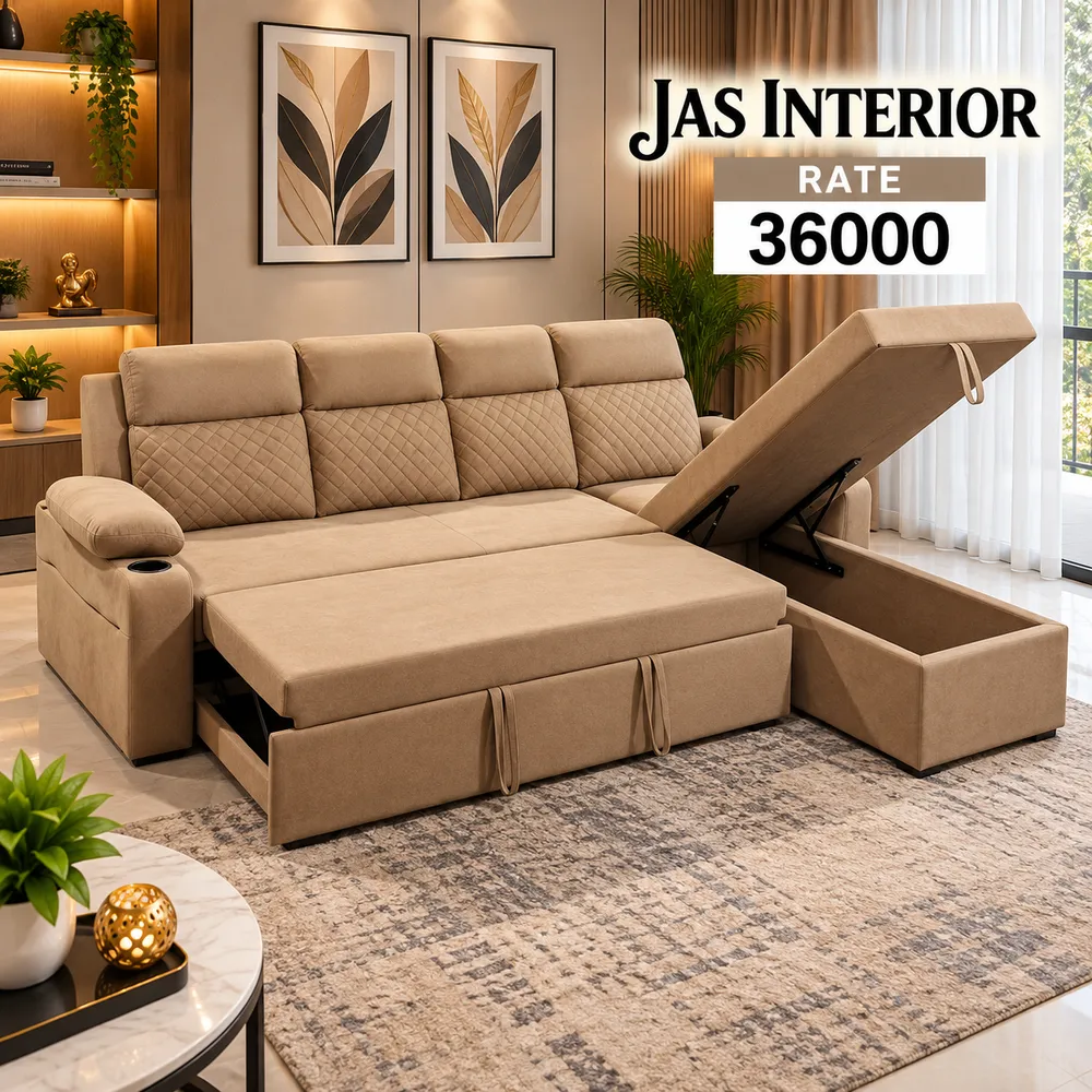 Modern Beige Sofa Bed Showroom