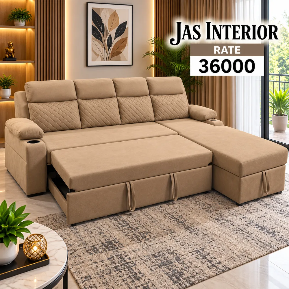 Modern Beige Sofa Bed Showroom