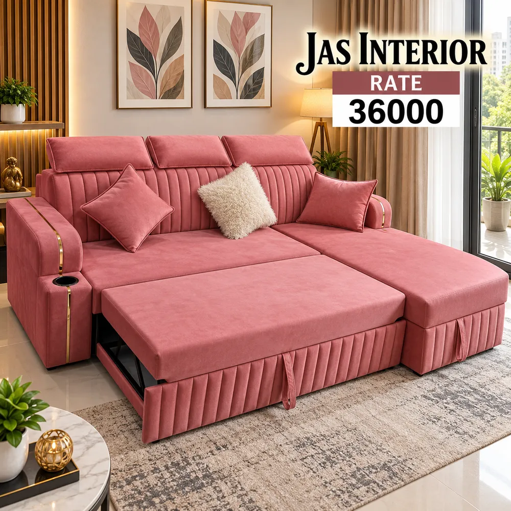 Pink Velvet Sofa Bed Showcase