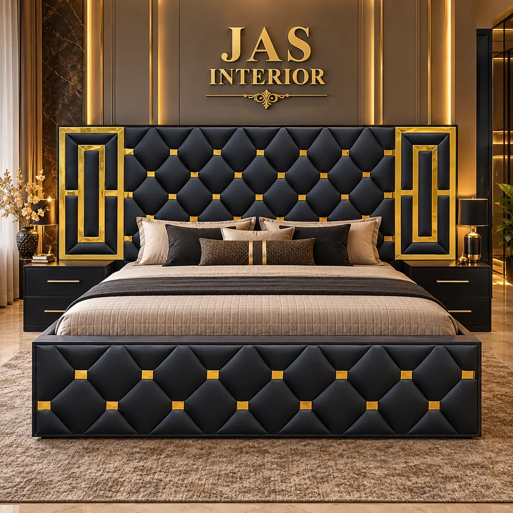 Luxurious Charcoal and Gold Bedroom
