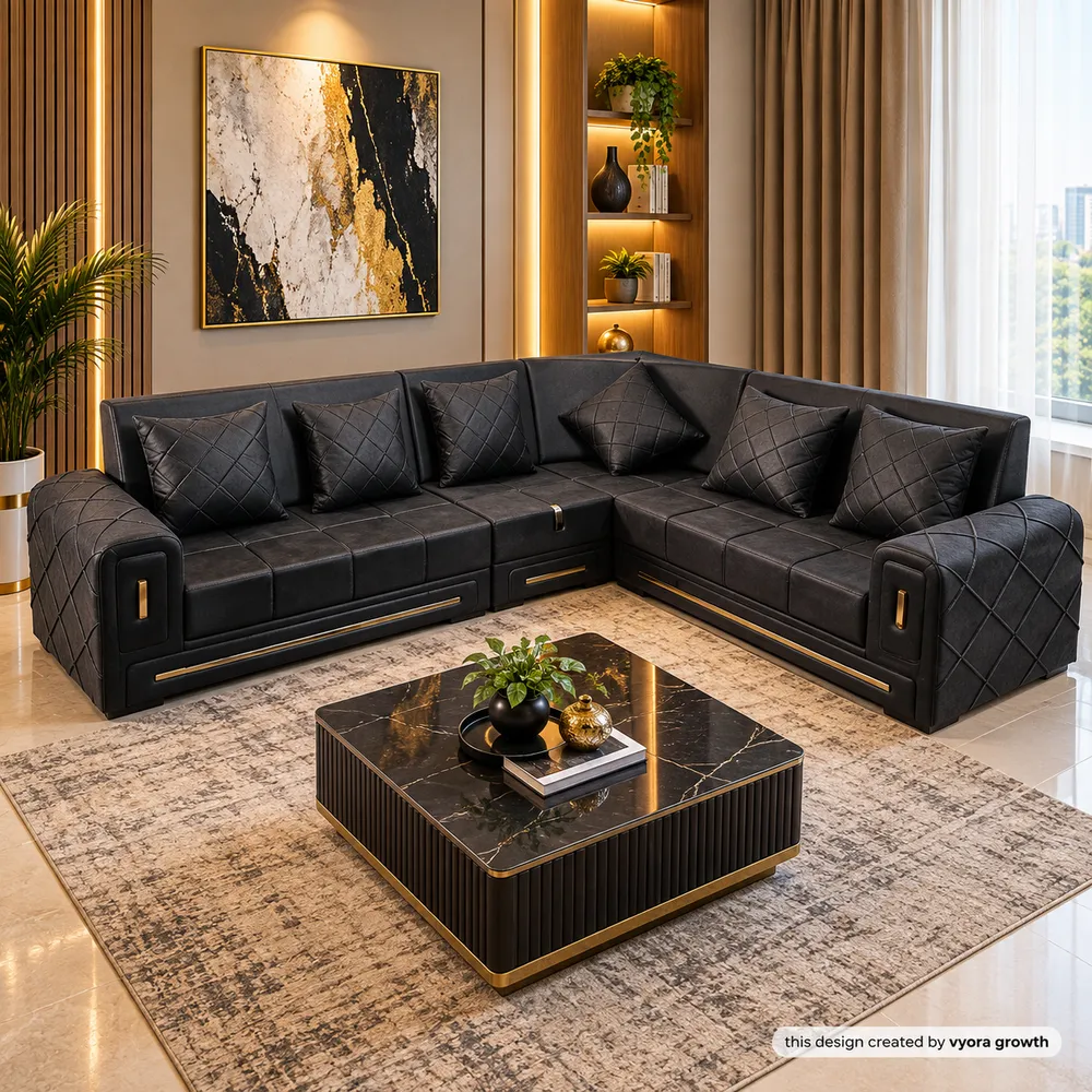 Luxurious Charcoal Sectional Living Room
