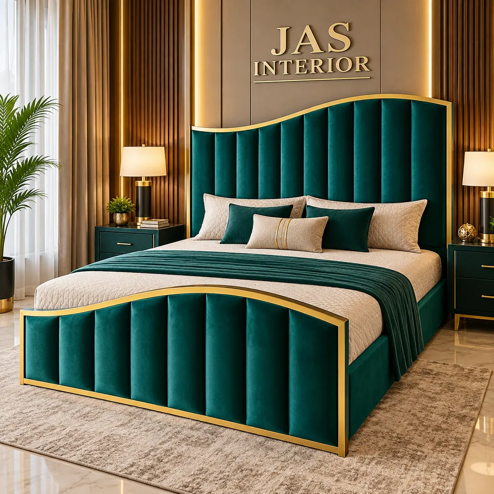 Luxurious Emerald Bedroom with Gold Accents