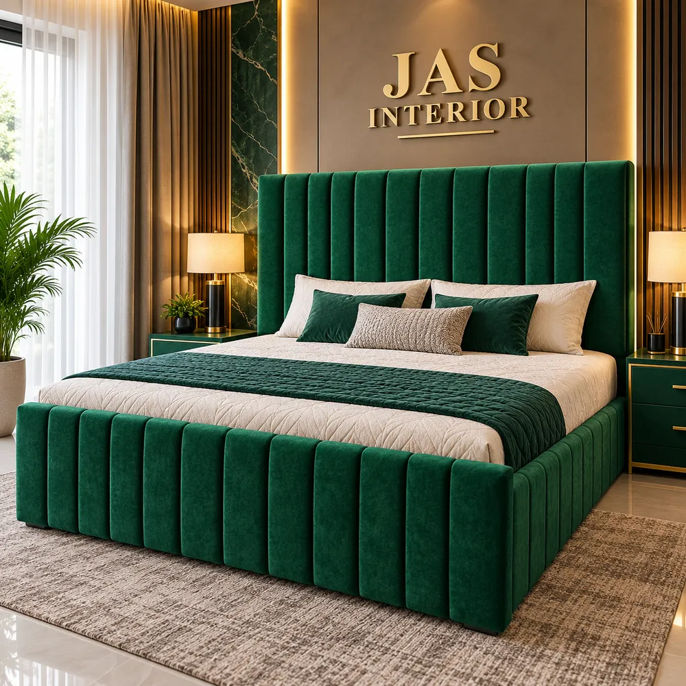 Luxurious Emerald Velvet Bedroom