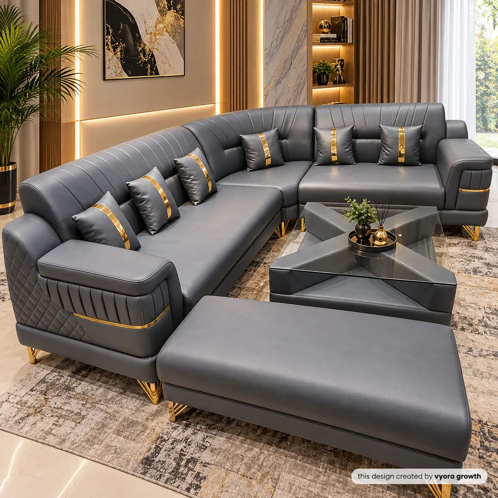 Luxurious Gray and Gold Living Room