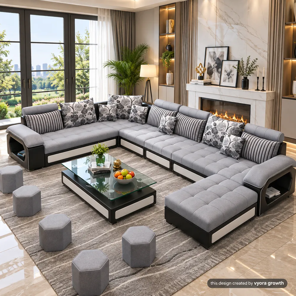Luxurious Gray Sectional Living Room