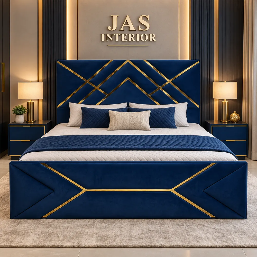 Luxurious Navy and Gold Bedroom(1)