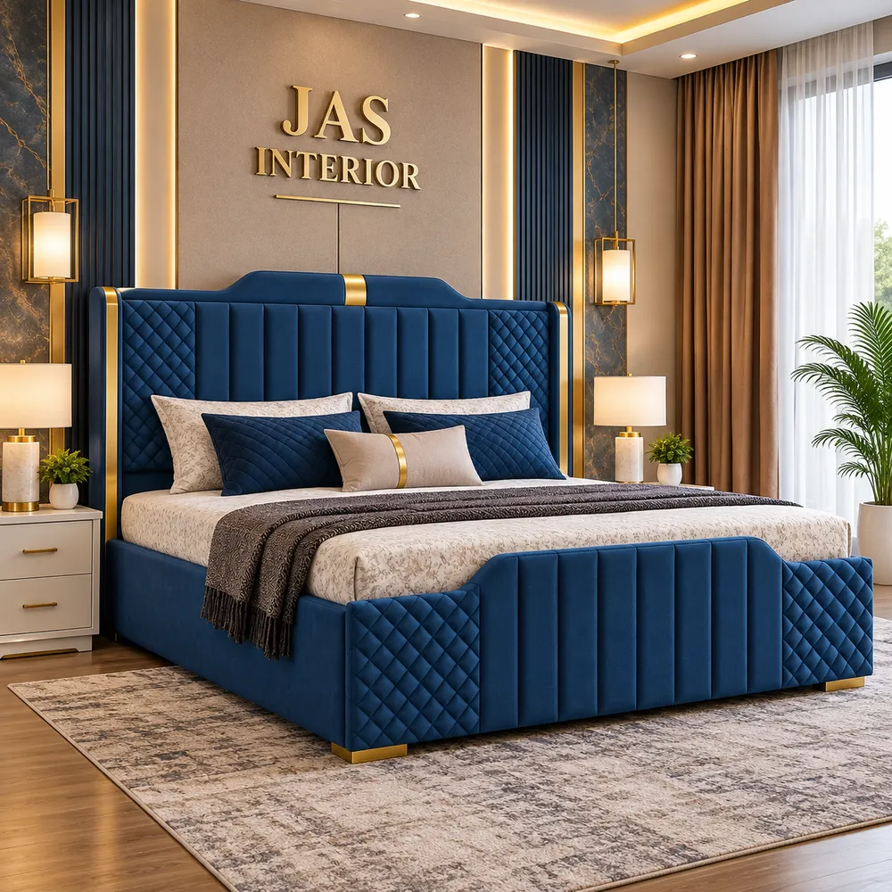 Luxurious Navy and Gold Bedroom(2)