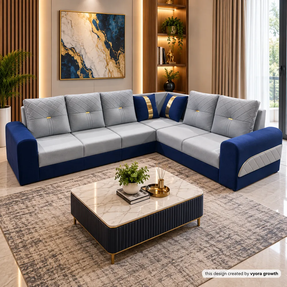 Luxurious Navy and Gray Living Room