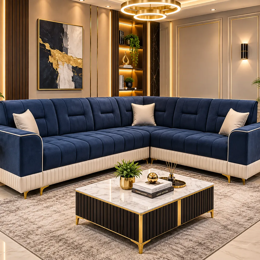 Luxurious Navy Sofa Living Room