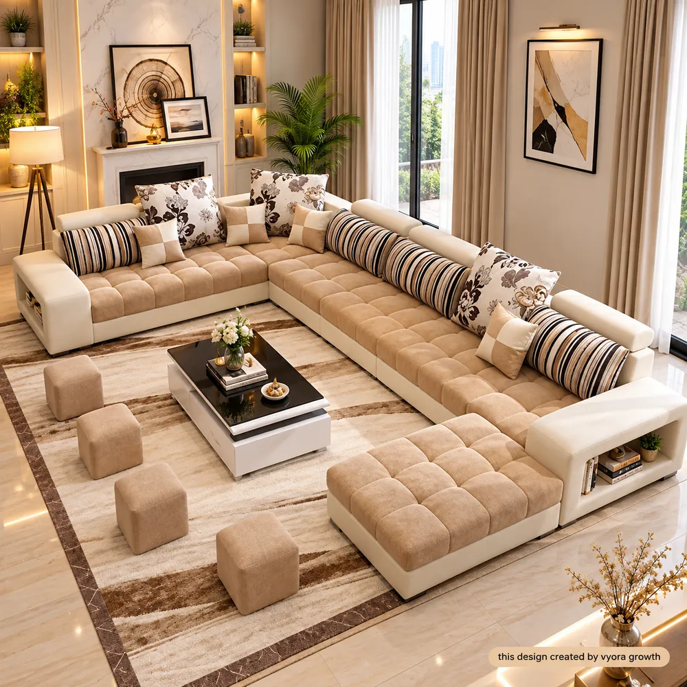Luxurious Neutral Modular Living Room