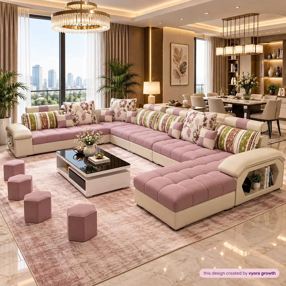 Luxurious Pink and Cream Living Room