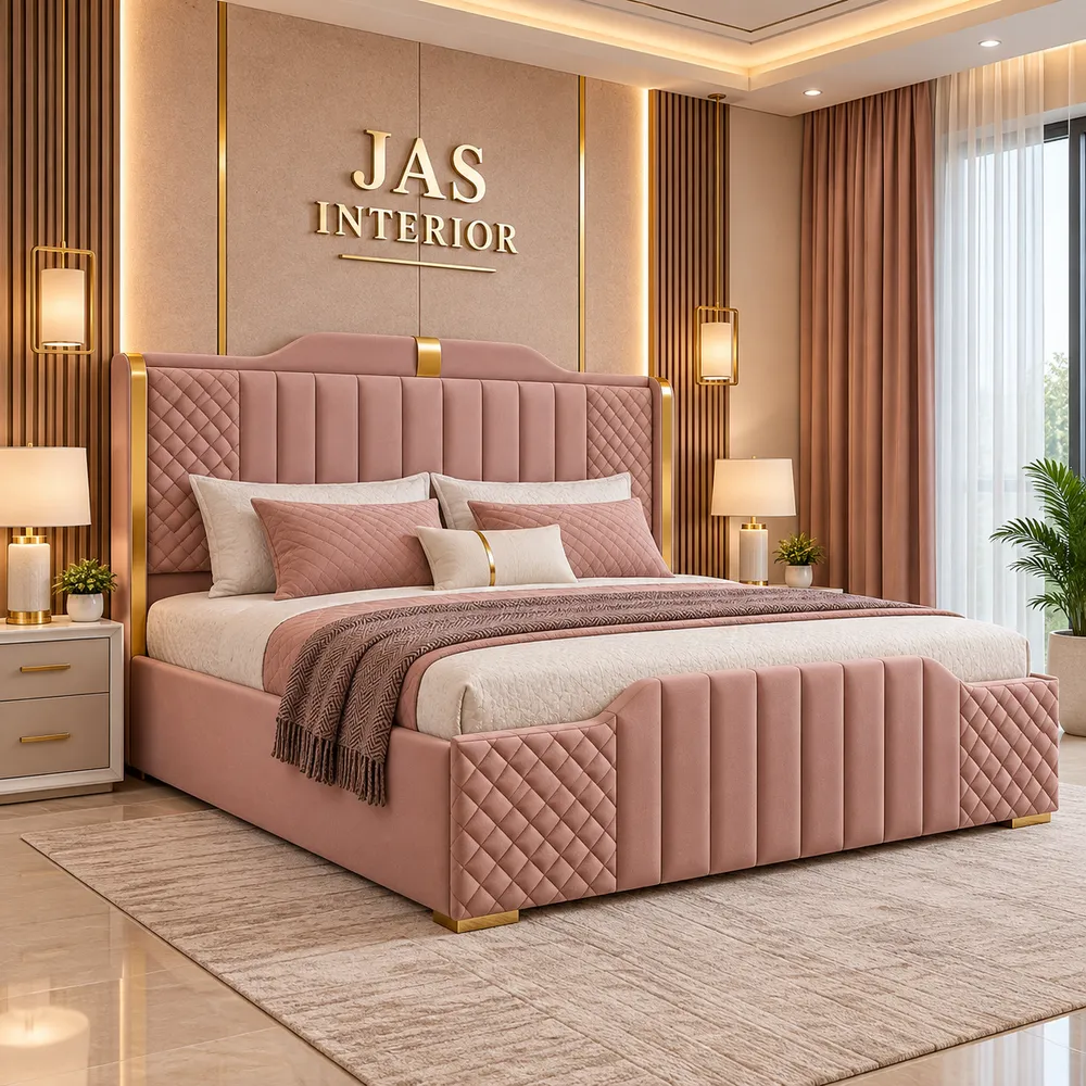 Luxurious Pink Bedroom with Gold Accents