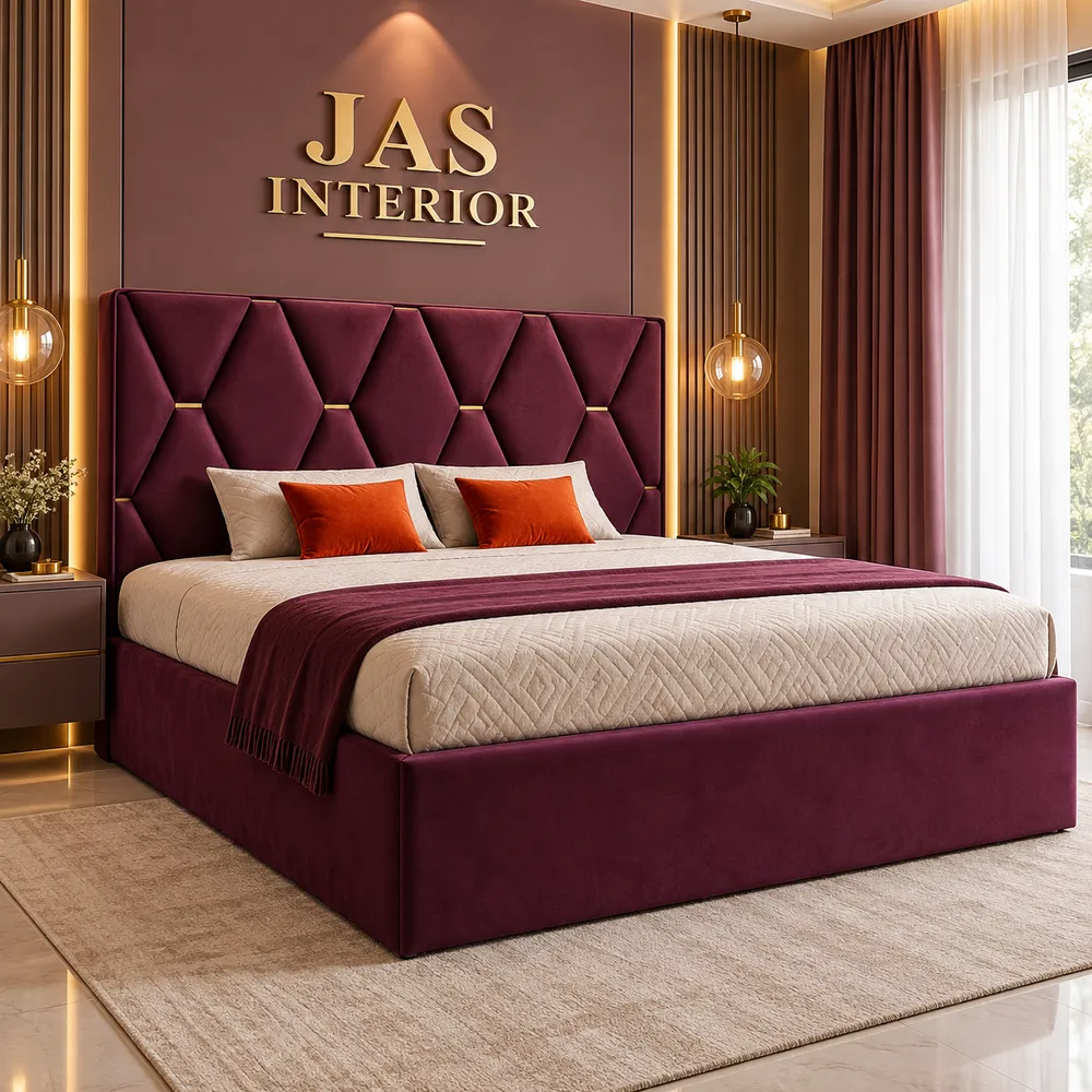 Luxurious Plum Velvet Bedroom Retreat