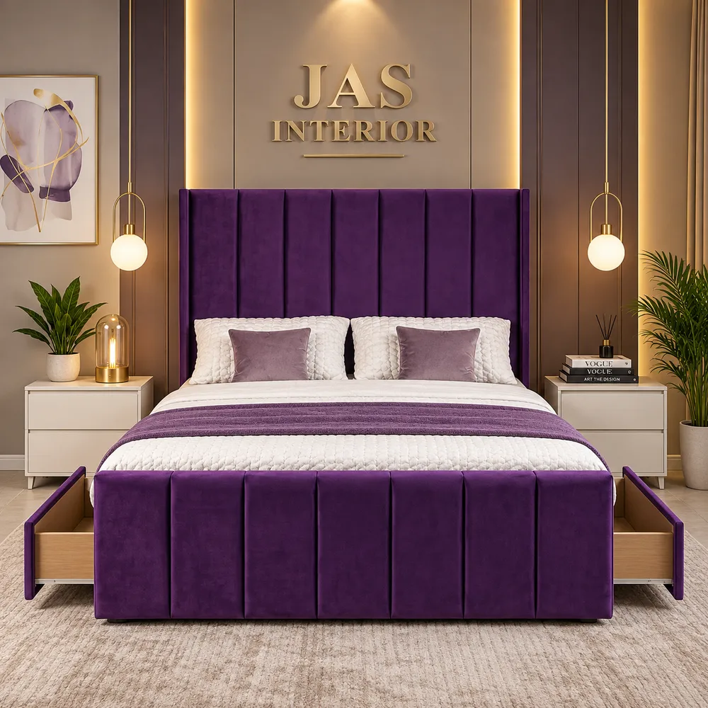 Luxurious Purple Upholstered Bedroom