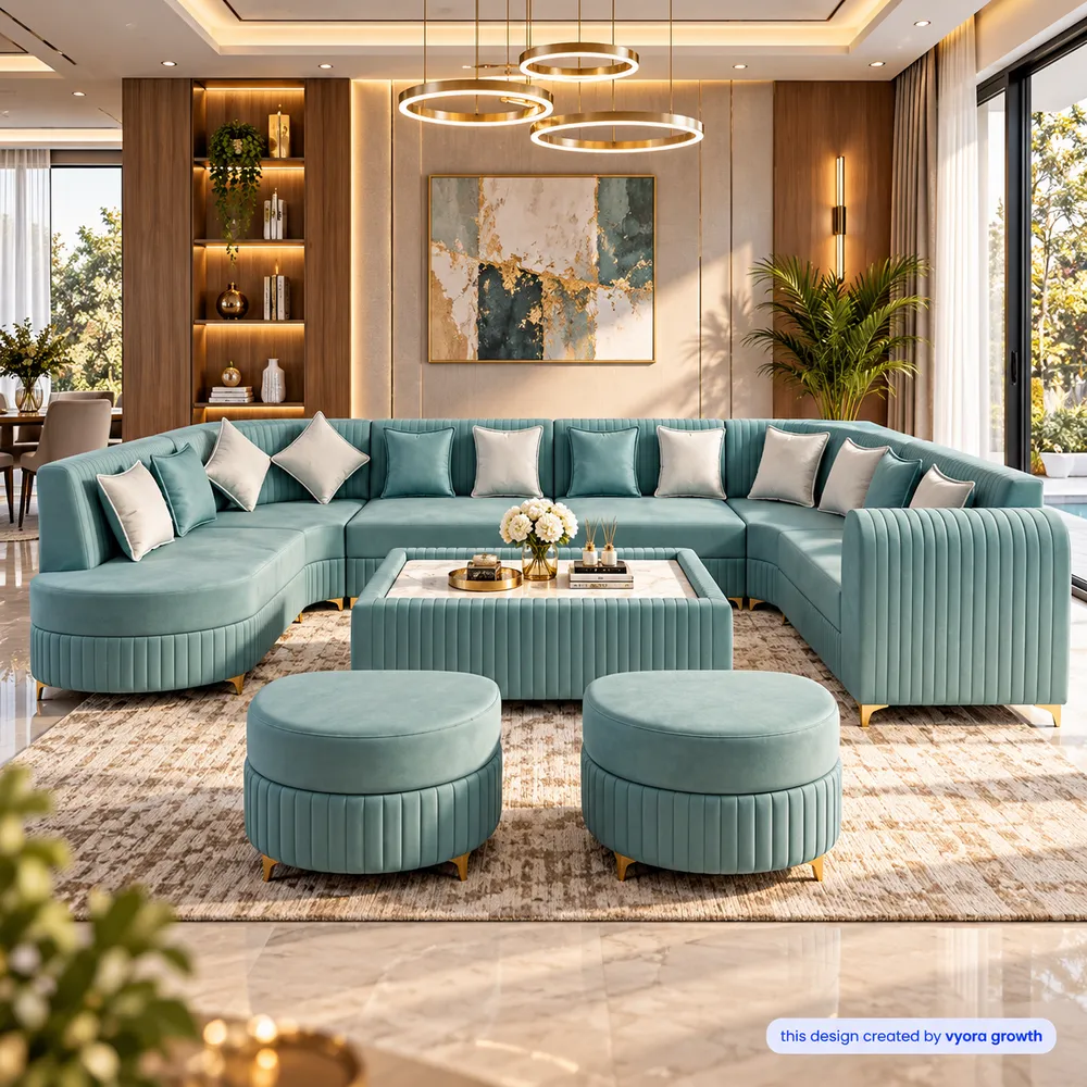 Luxurious Seafoam Living Room Retreat