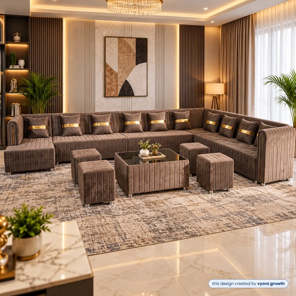 Luxurious Taupe Sectional Living Room