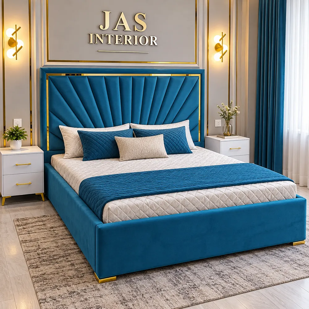 Luxurious Teal and Gold Bedroom