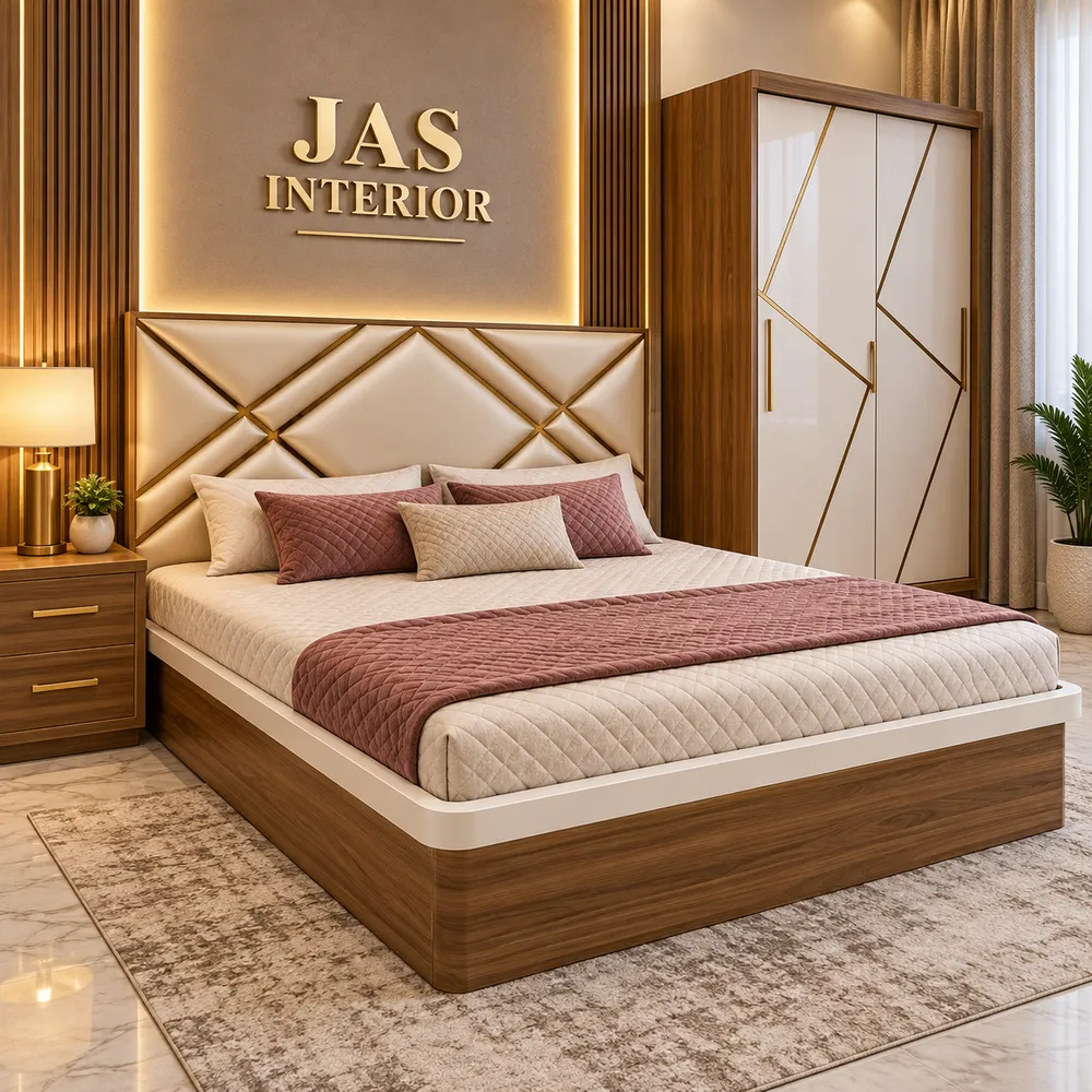 Luxury Bedroom with Warm Gold Accents