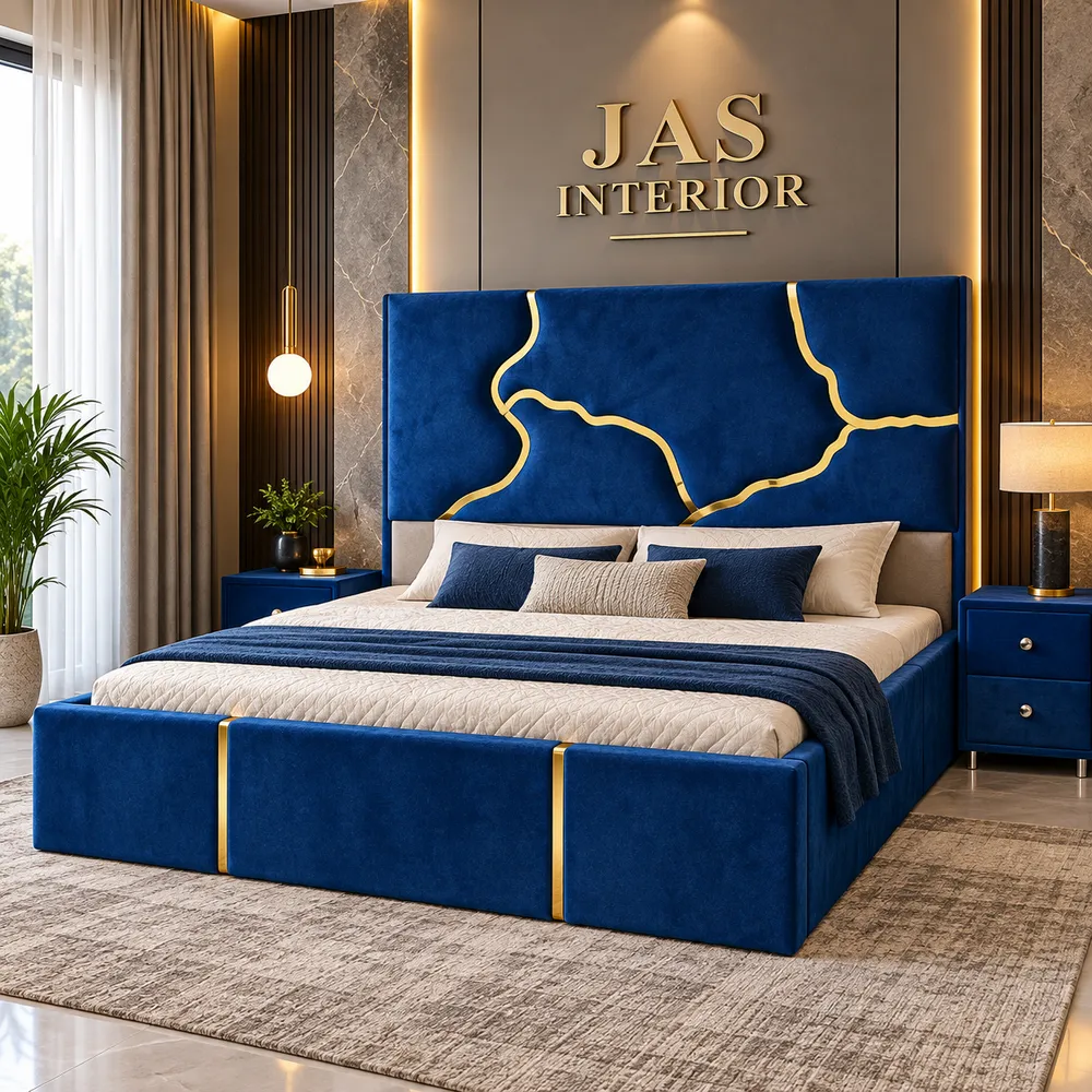 Luxury Blue and Gold Bedroom