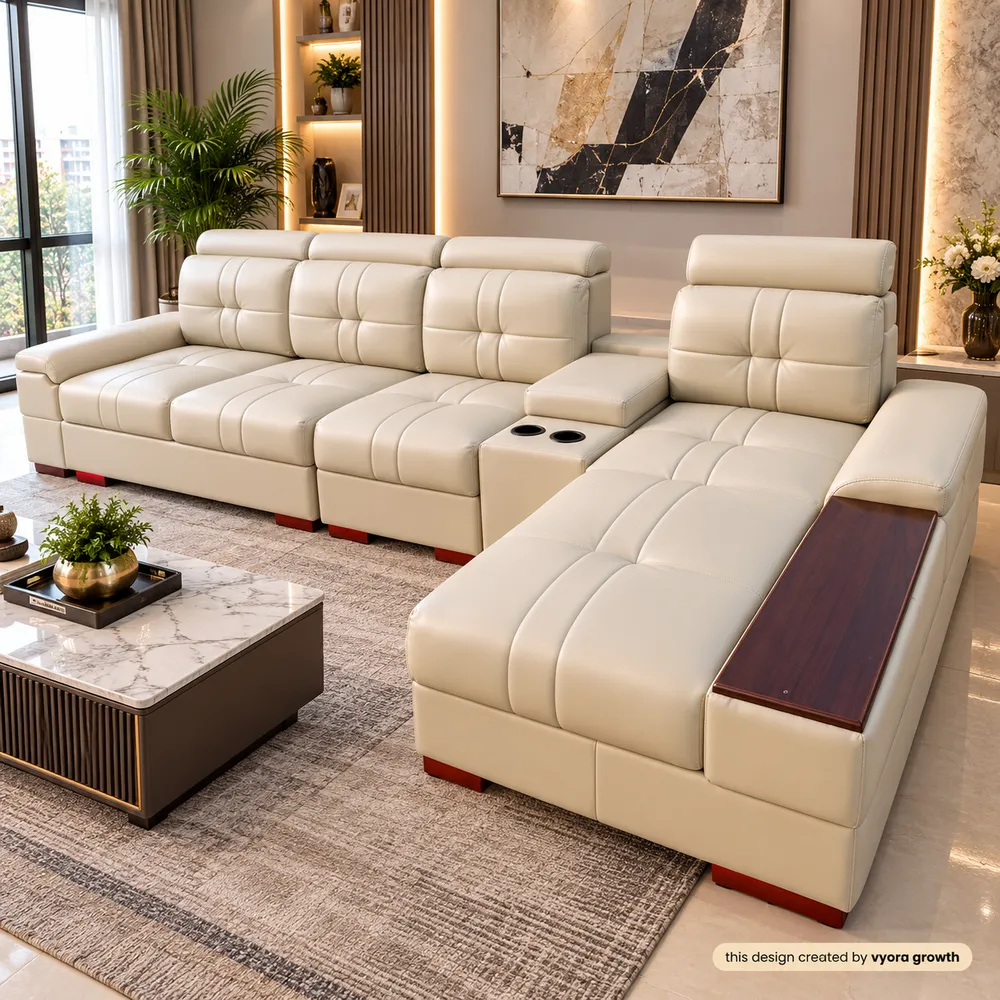 Luxury Cream Sectional Living Room
