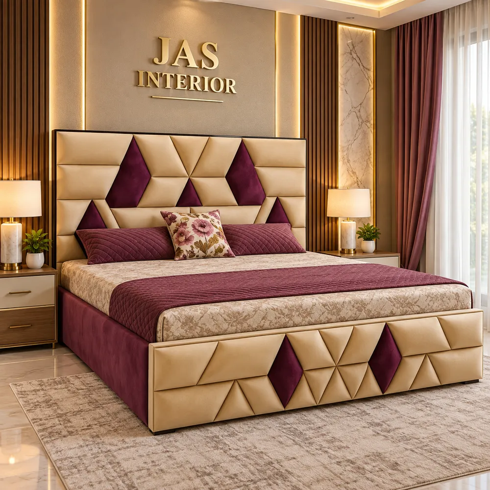Luxury Plum and Beige Bedroom