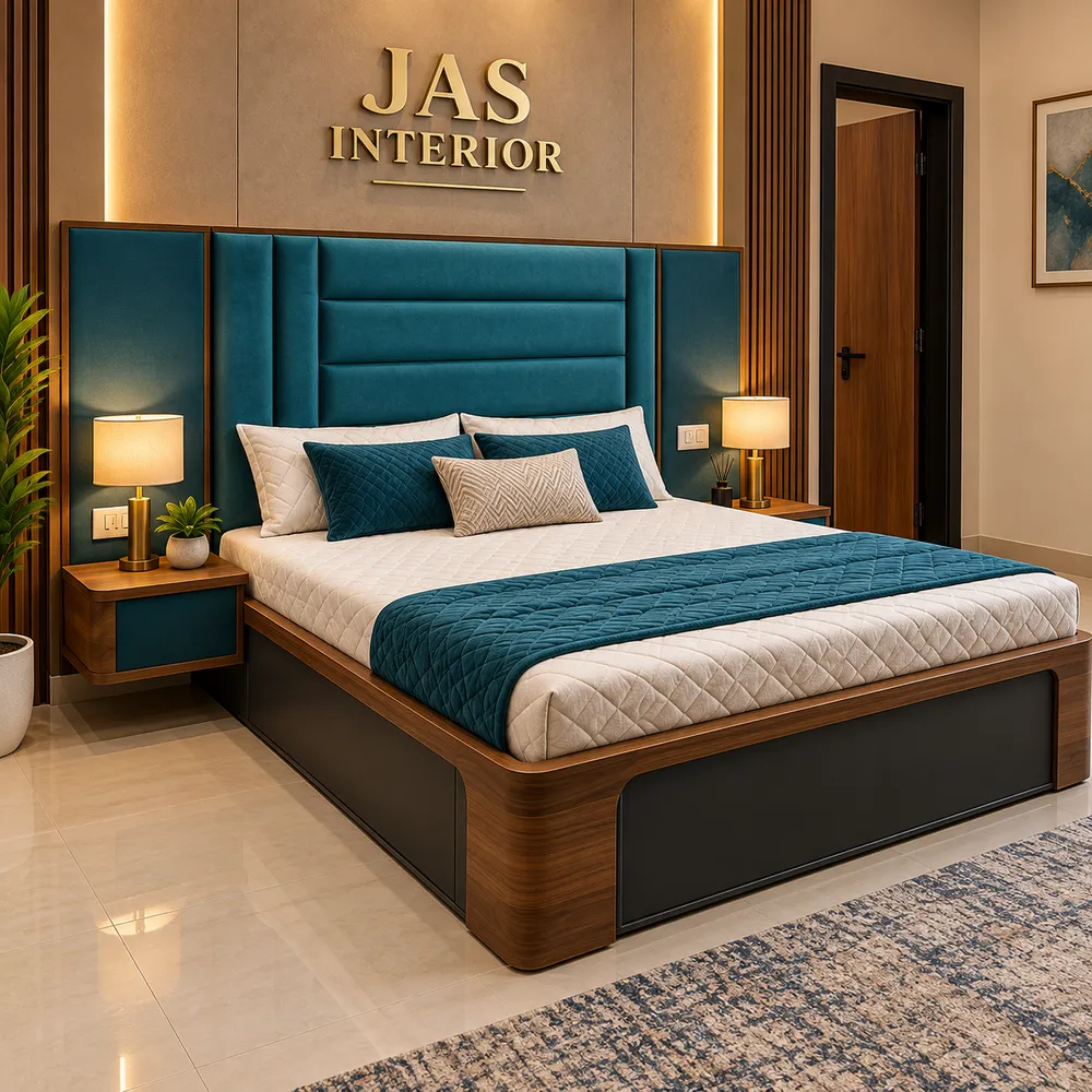 Luxury Teal Bedroom Interior