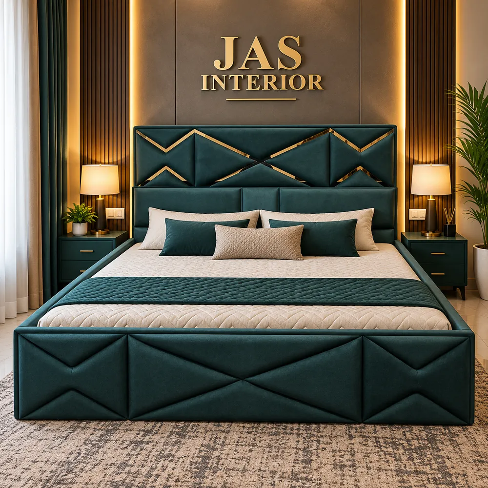 Luxury Teal Bedroom with Gold Accents