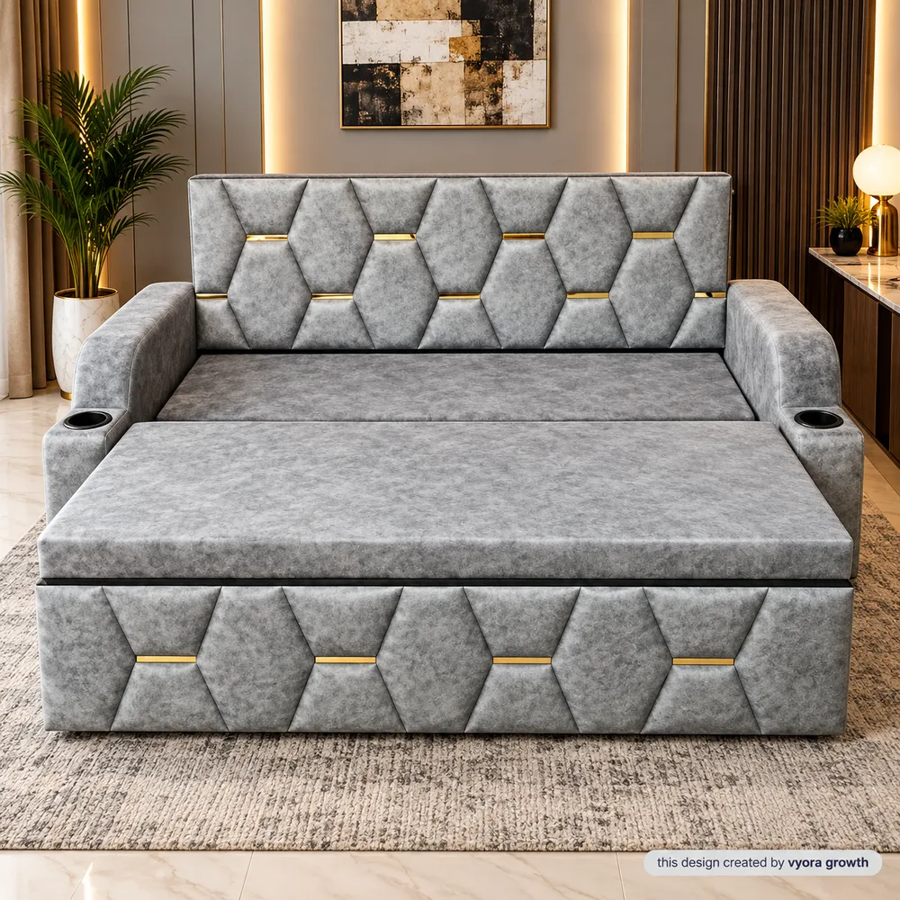 Modern Geometric Grey Sofa-Bed Interior