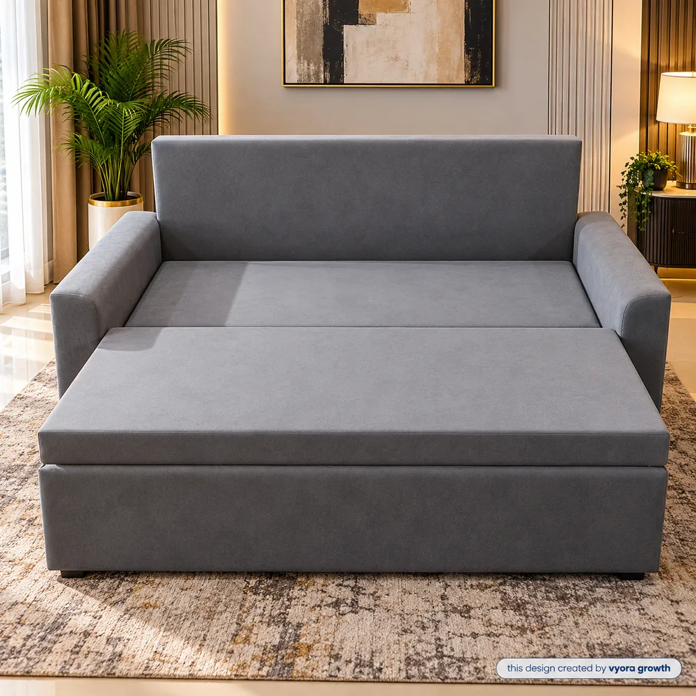 Modern Gray Sofa Bed in a Cozy Living Room