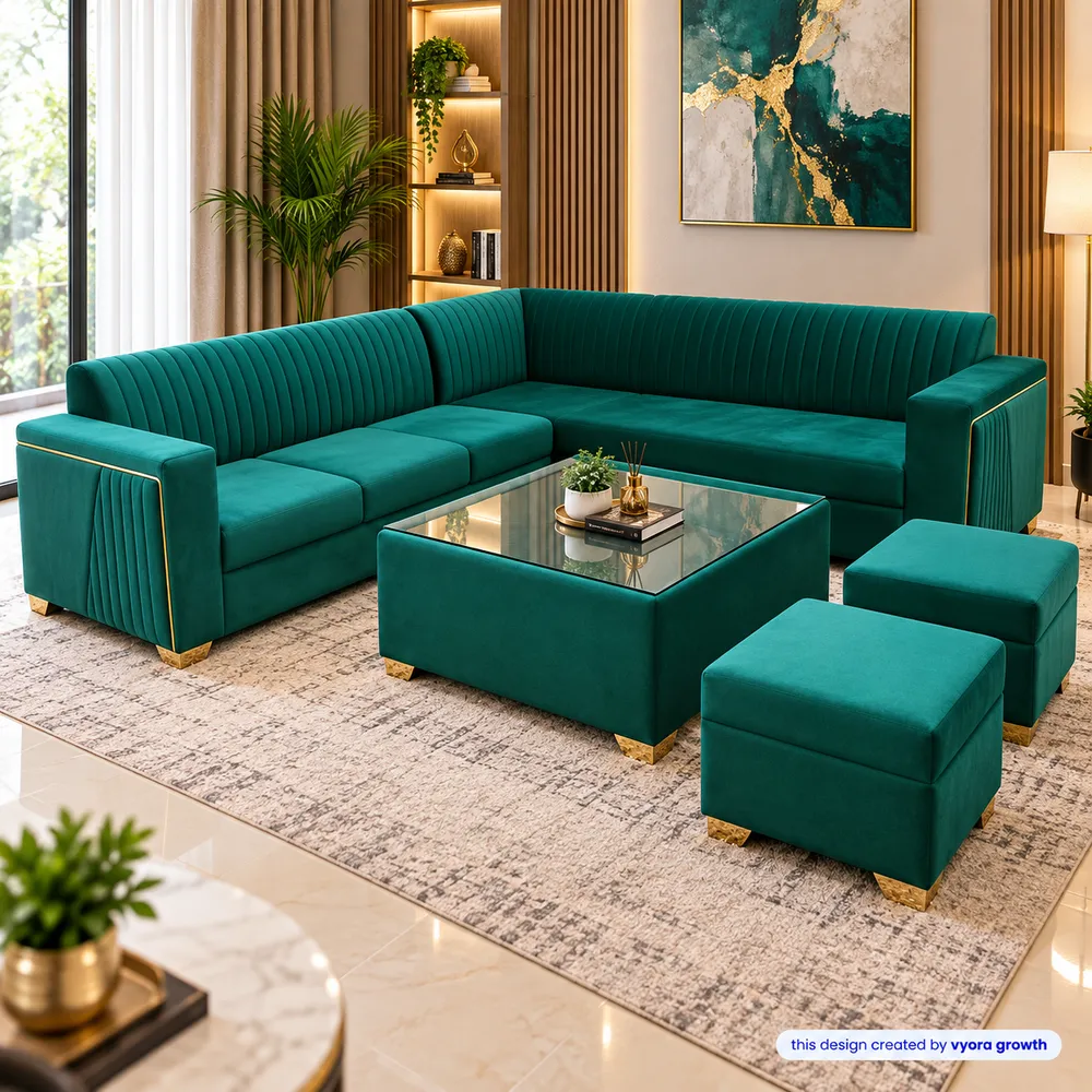 Modern Teal Luxury Living Room