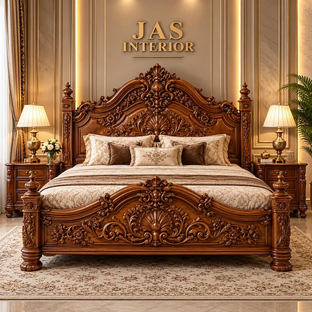 Opulent Carved Wood Bedroom Showroom