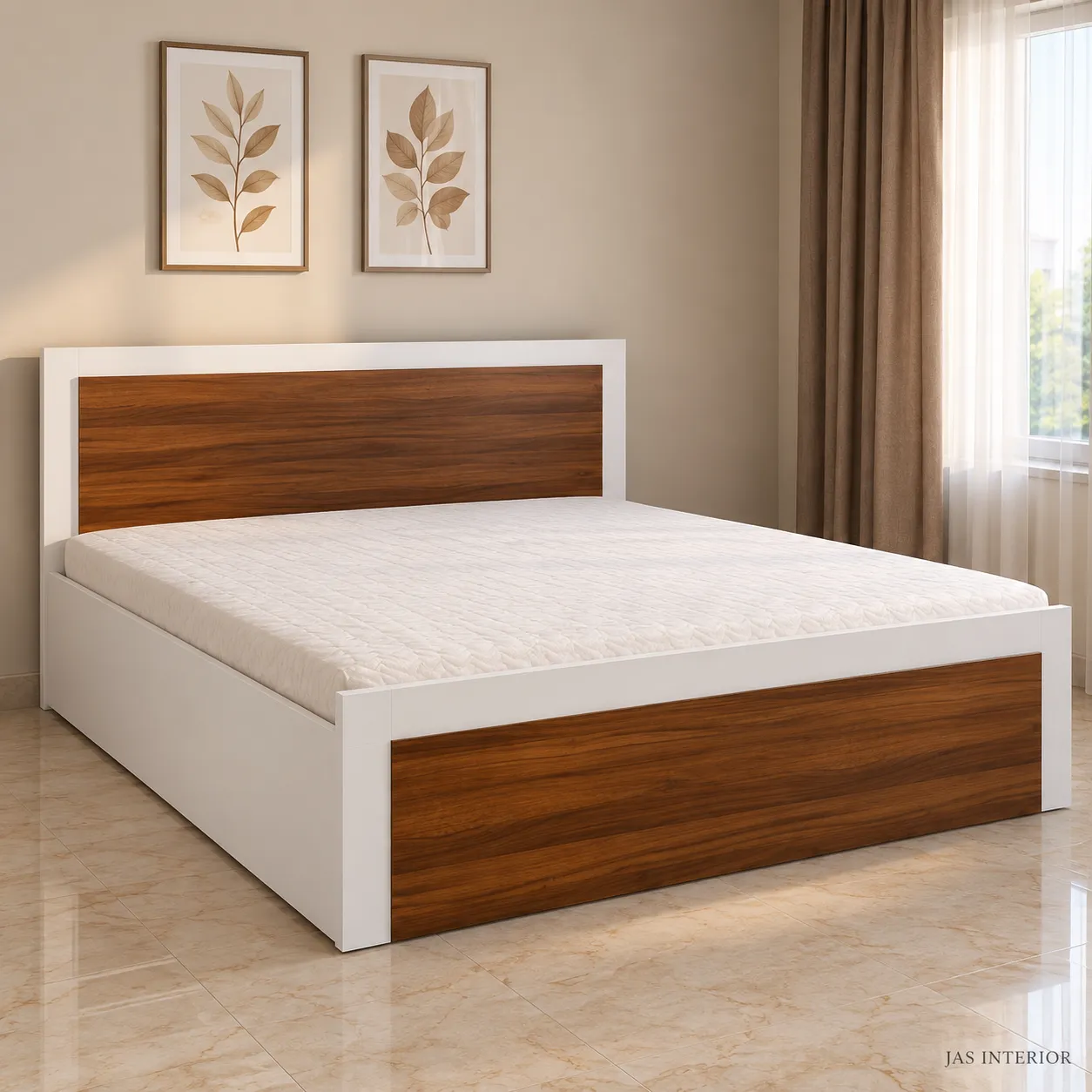 Wooden Folding Bed - Cozy Walnut Platform Bed Showroom