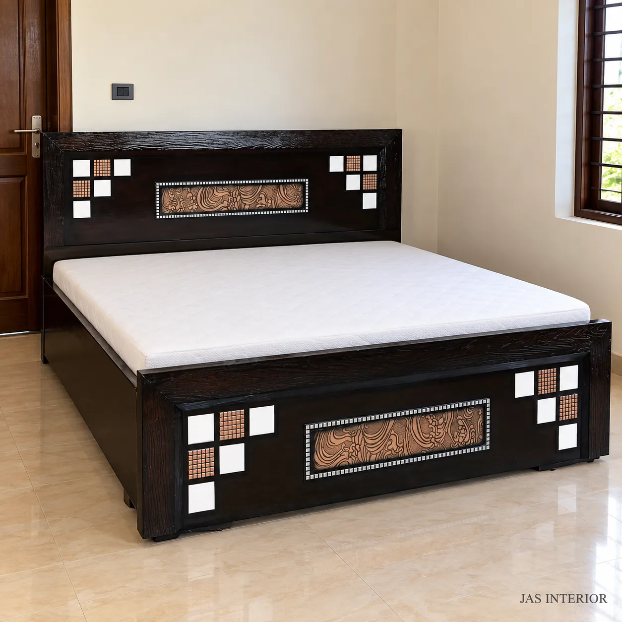 Wooden Folding Bed - Elegant Dark Wood Bedroom Interior