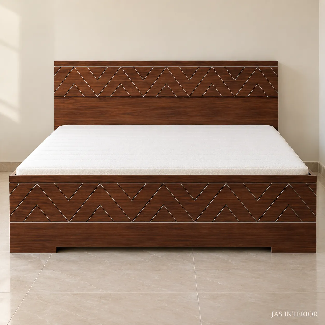 Wooden Folding Bed - Minimal Walnut Chevron Bed Catalog Scene