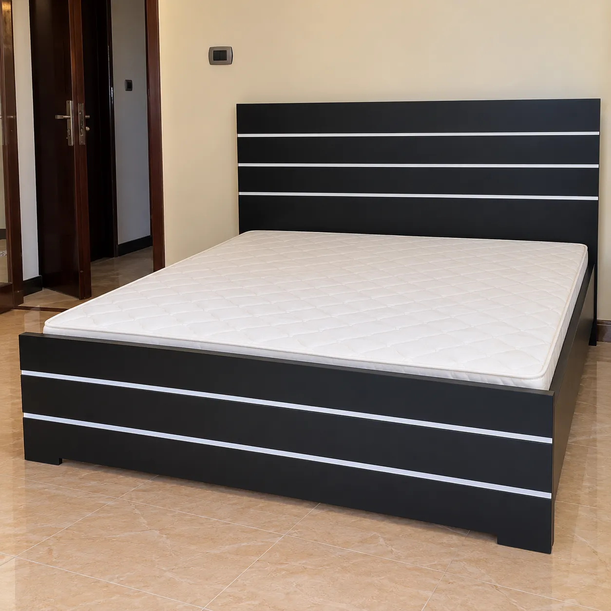 Wooden Folding Bed - Modern Black-and-White Platform Bed