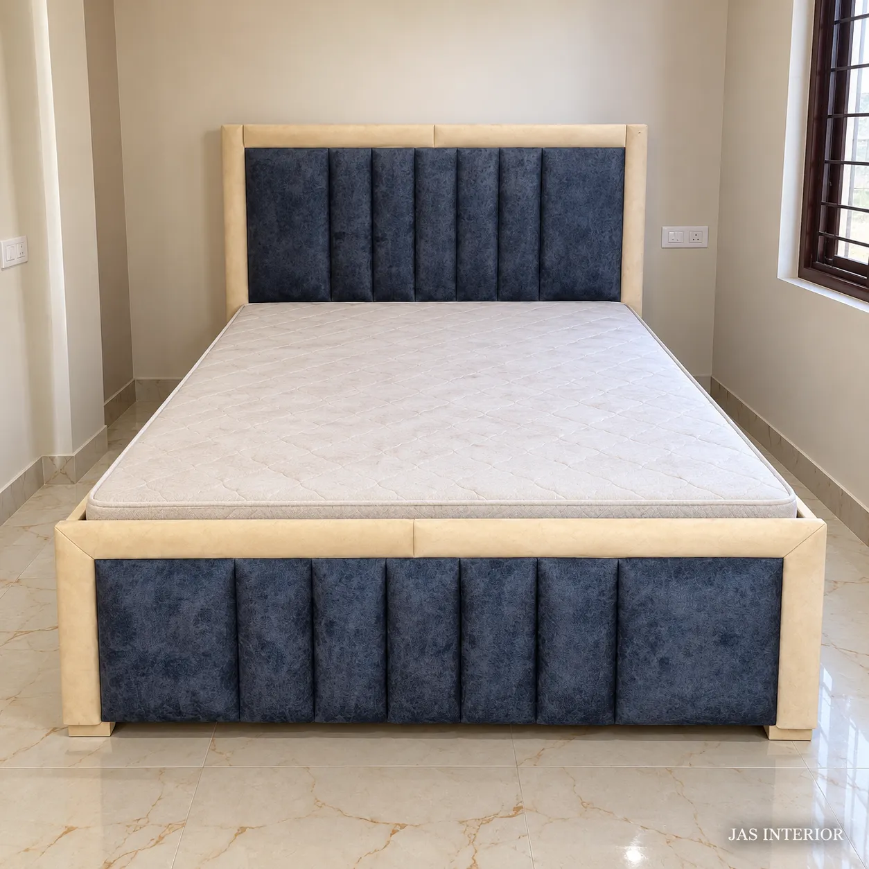 Wooden Folding Bed - Modern Charcoal Channel Upholstered Bed