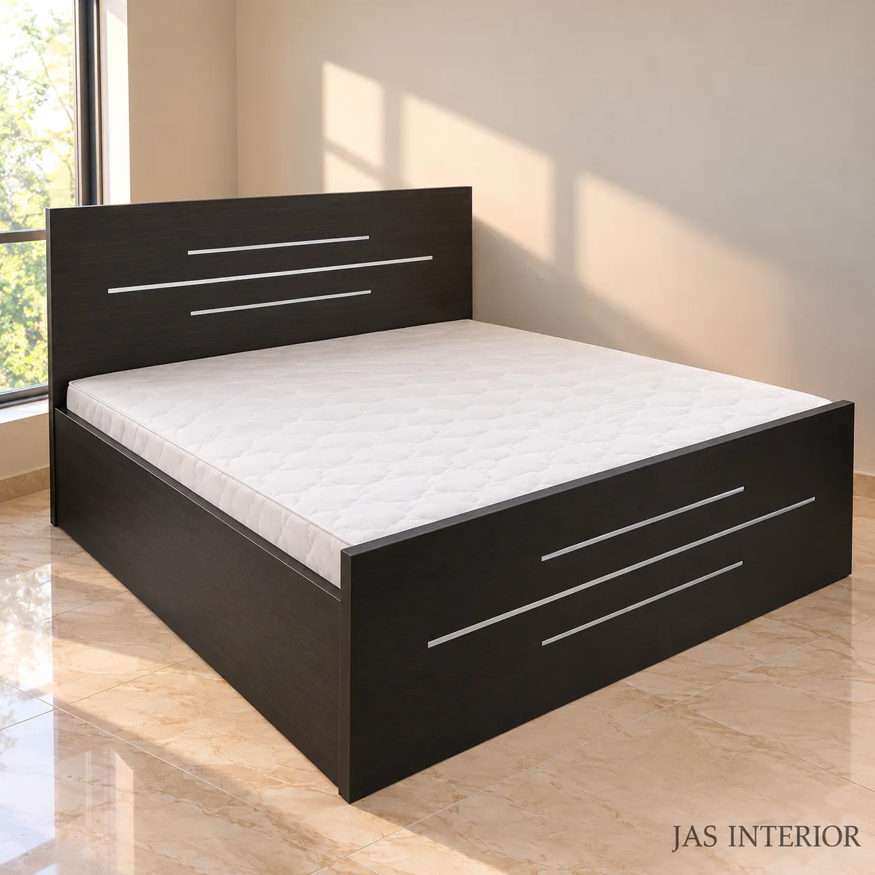 Wooden Folding Bed - Modern Charcoal Platform Bed Bedroom