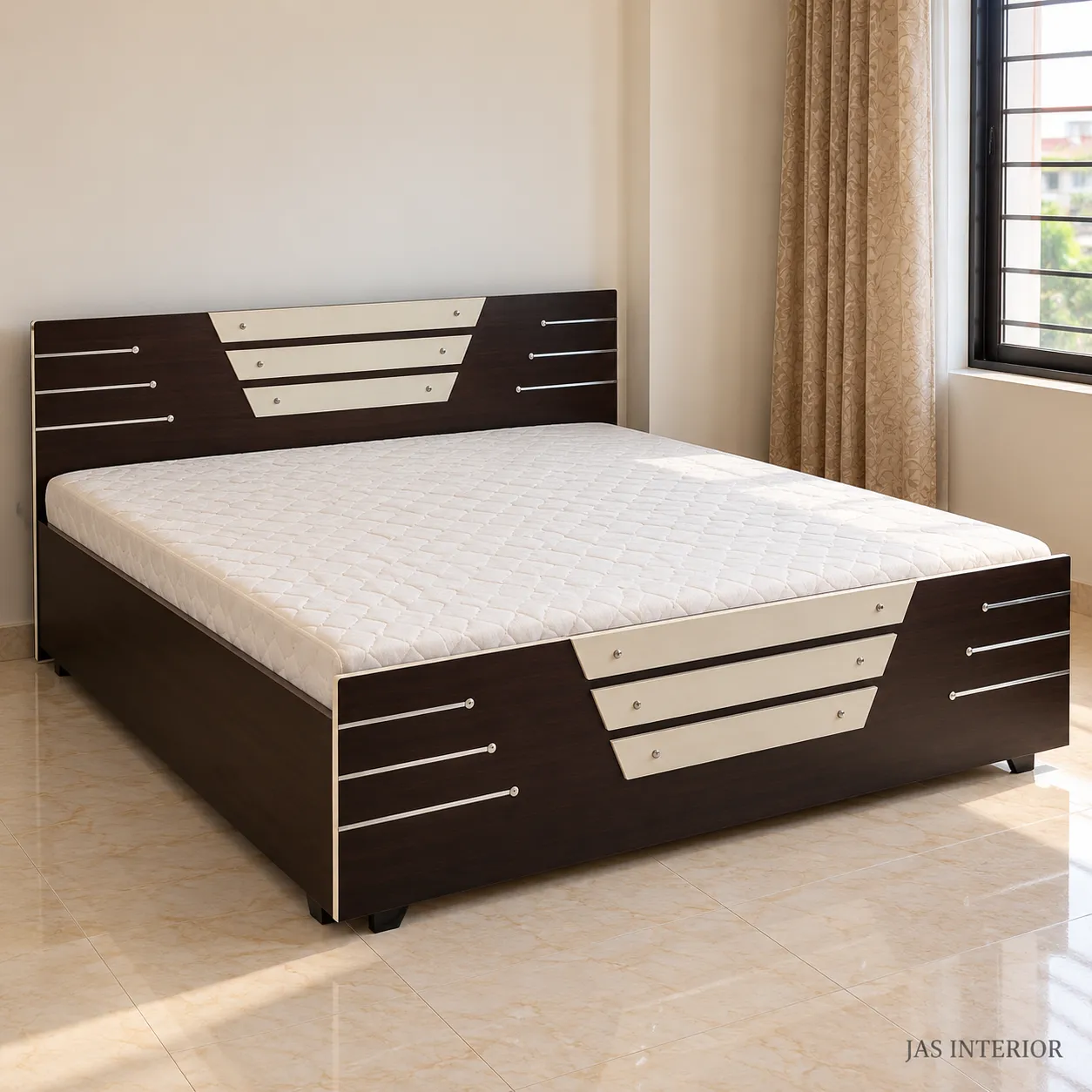 Wooden Folding Bed - Modern Espresso Bed in a Sunlit Bedroom