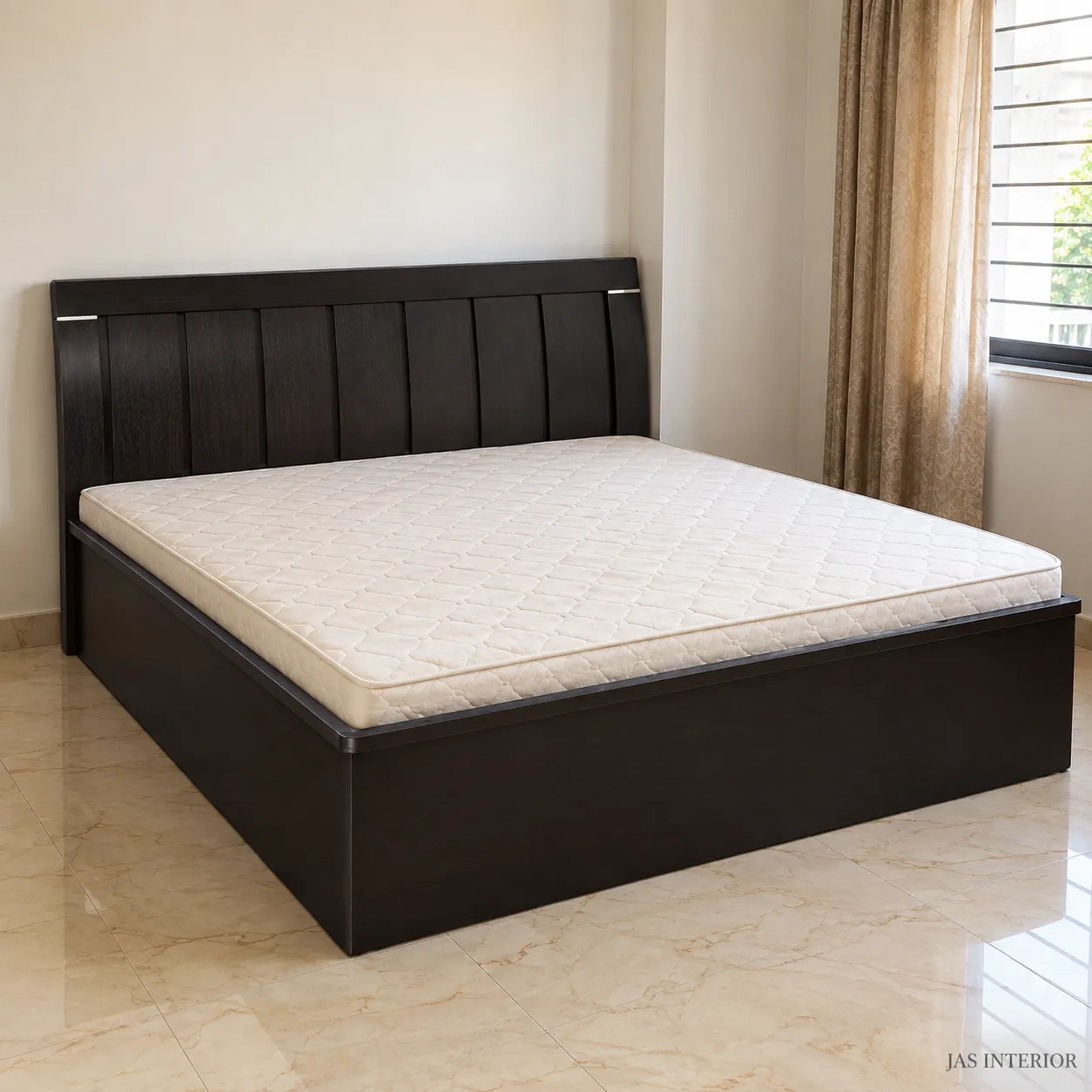 Wooden Folding Bed - Modern Espresso Bed in Sunlit Bedroom