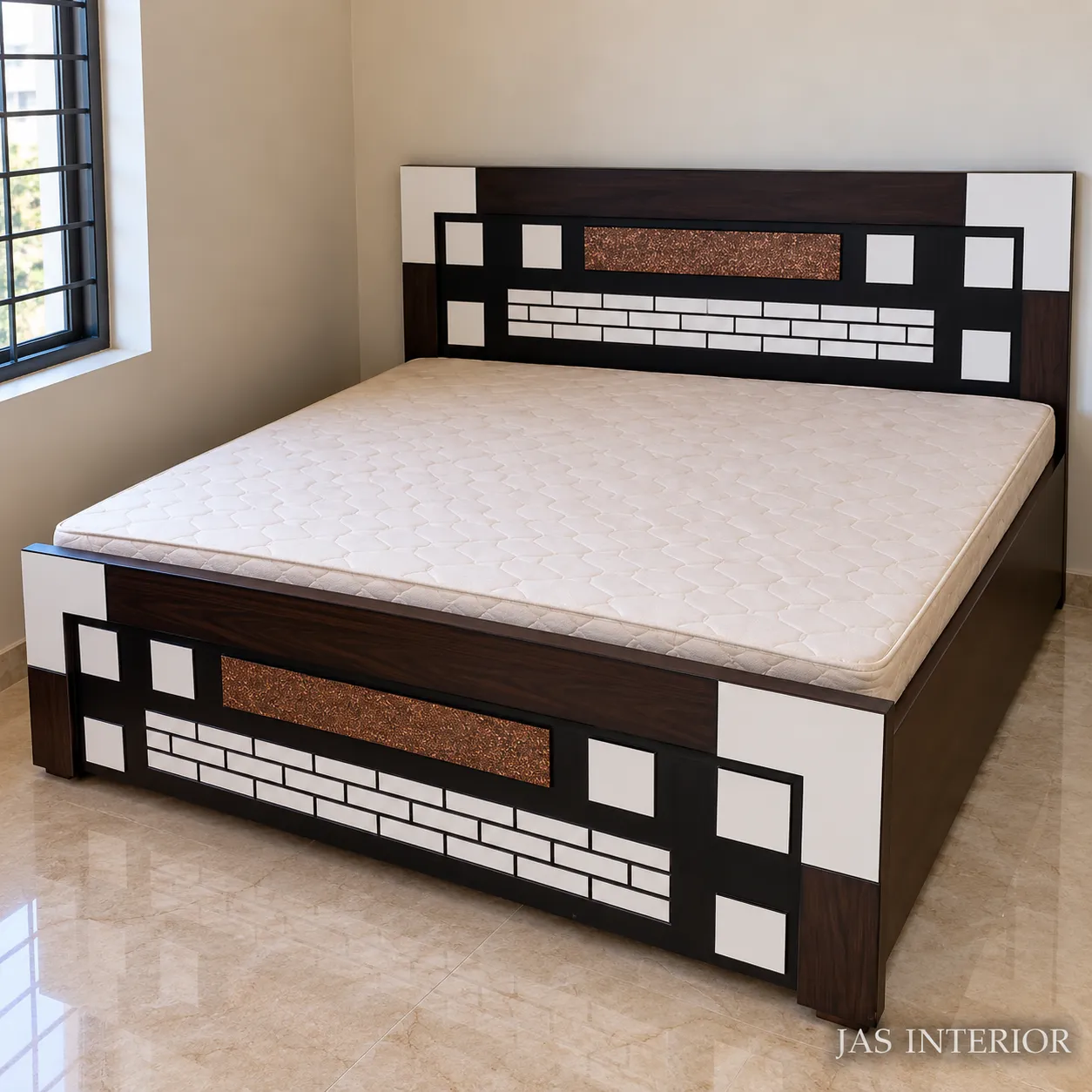 Wooden Folding Bed - Modern Geometric Bed in Minimalist Bedroom