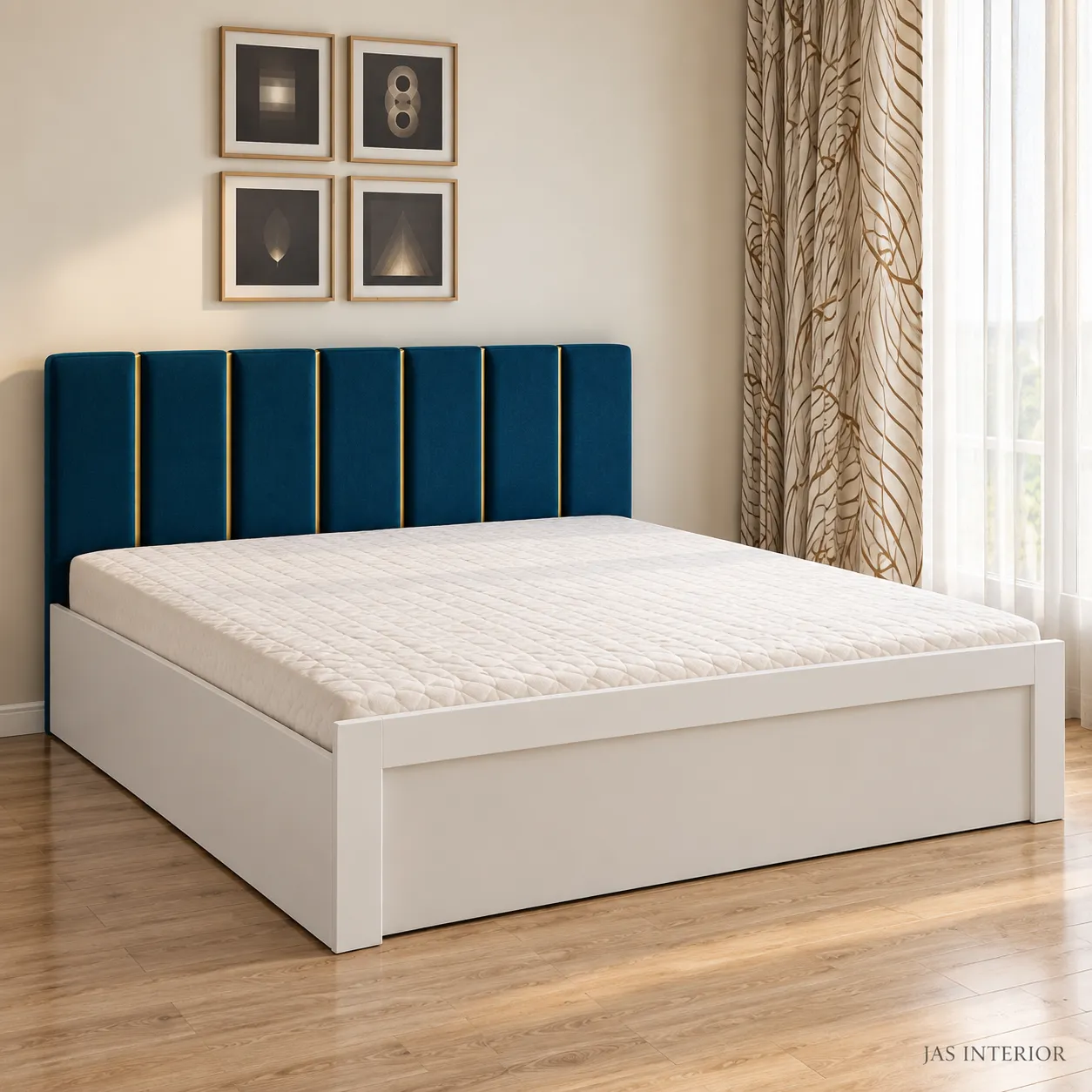 Wooden Folding Bed - Modern Navy and Gold Bedroom