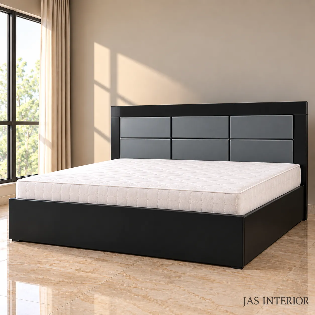 Wooden Folding Bed - Modern Paneled Bed in Sunlit Bedroom
