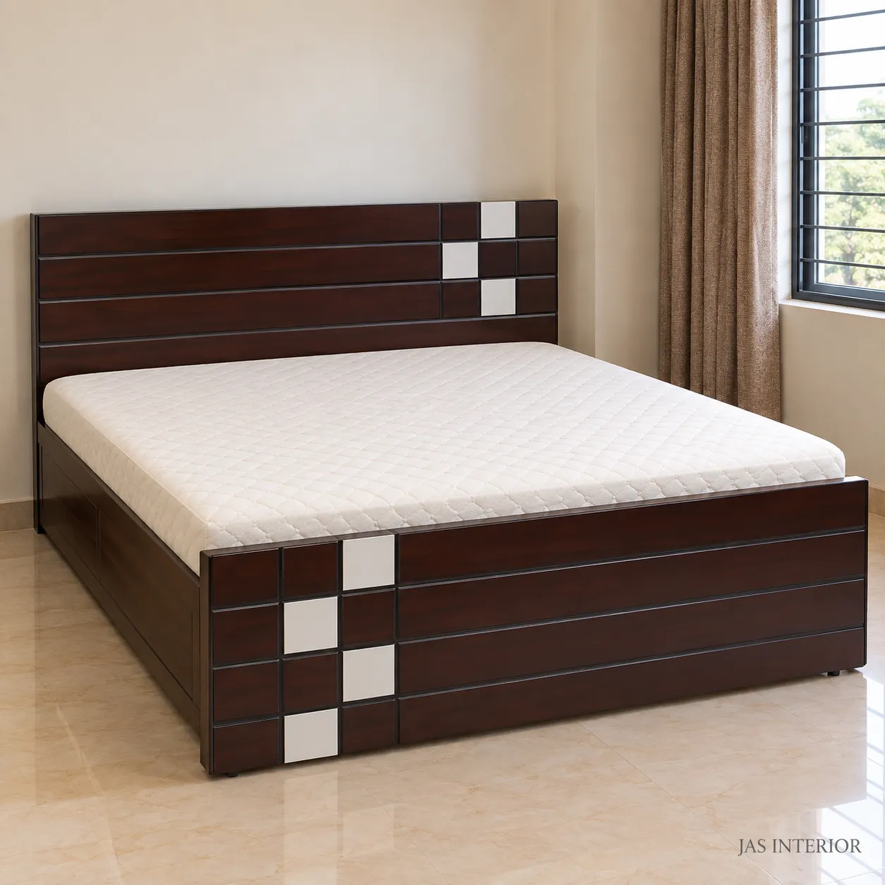 Wooden Folding Bed - Modern Walnut Bedside Showcase