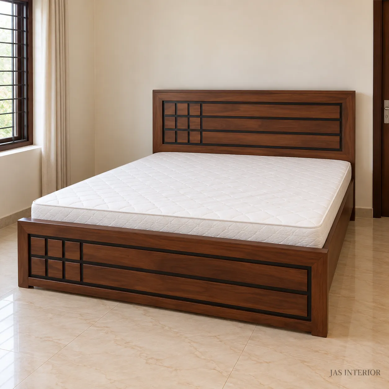 Wooden Folding Bed - Walnut Bed in Minimal Bedroom